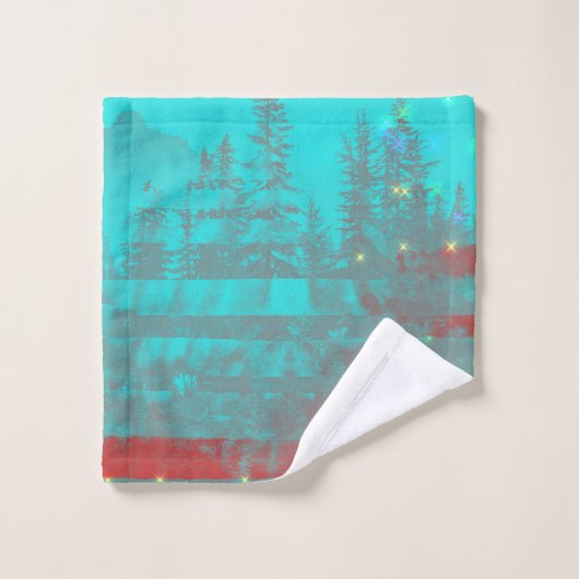 Kerstturquoise en Rode handdoekset Bad Handdoek (Wasdoekje)