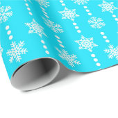 KerstTurquoise en White Snowflakes Pattern Cadeaupapier (Rol Hoek)