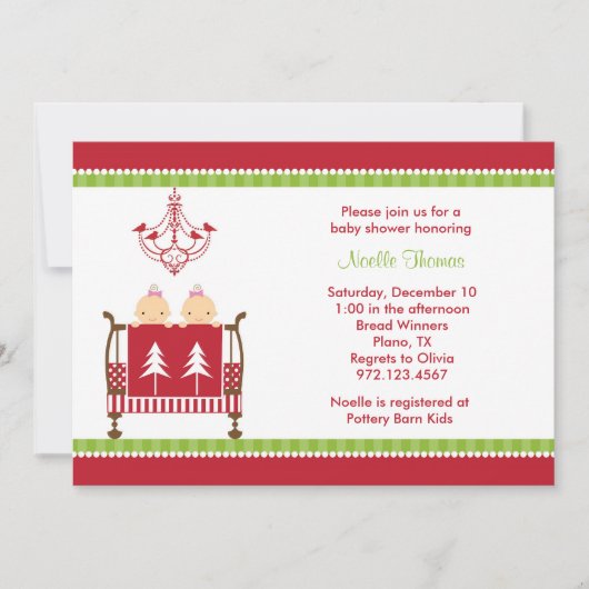 Kersttweeling baby Shower-uitnodigingen Kaart (Voorkant)