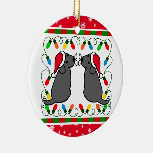 Kersttwein Black Labradors Santa Ornament (Rechts)
