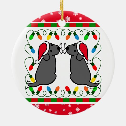Kersttwein Black Labradors Santa Ornament (Achterkant)