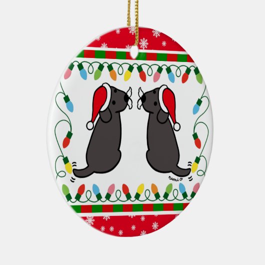 Kersttwein Black Labradors Santa Ornament (Rechts)