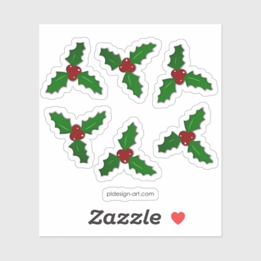 kersttwijg rode feestdagen decor sticker (Vel)