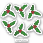 kersttwijg rode feestdagen decor sticker (Voorkant)