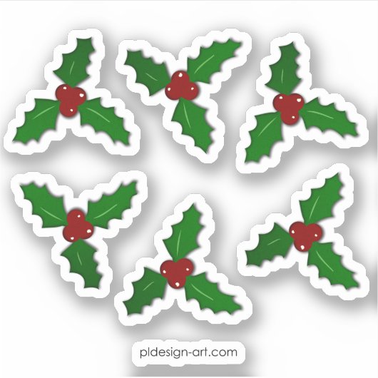 kersttwijg rode feestdagen decor sticker (Voorkant)