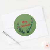 kersttwijgen, vrolijk kerstfeest ronde sticker (Envelop)