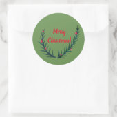 kersttwijgen, vrolijk kerstfeest ronde sticker (Tas)