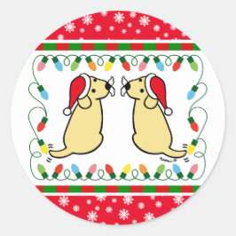 Kersttwingele labradoren voor kerstkerstcadeautjes ronde sticker