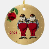  kersttwitteraars keramisch ornament (Achterkant)