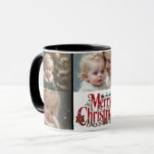 Kersttypografie | Baby's 5 foto-collage Mok (Voorkant links)