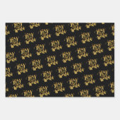 Kersttypografie Black Gold Red White Inpakpapier Vel (Voorkant 2)