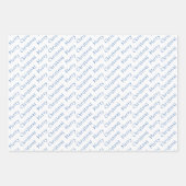 Kersttypografie Blauw en Wit Inpakpapier Vel (Voorkant 2)