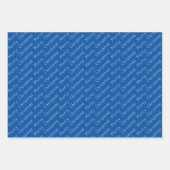 Kersttypografie Blauw en Wit Inpakpapier Vel (Voorkant)