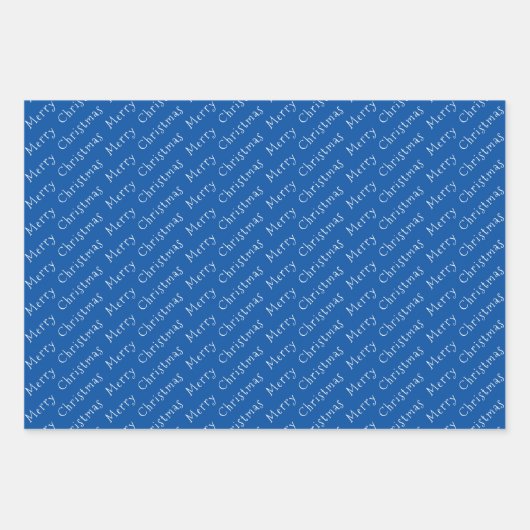 Kersttypografie Blauw en Wit Inpakpapier Vel (Voorkant)