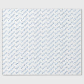 kersttypografie blauw op wit omslagpapier cadeaupapier (Vlak)