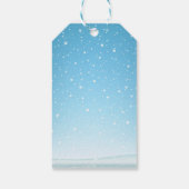 Kersttypografie Blauw Sneeuw Aangepast  Cadeaulabel (Achterkant)