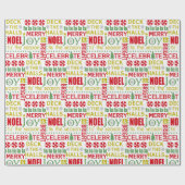 Kersttypografie, Dek de Halls, Noel, Joy, Cadeaupapier (Vlak)