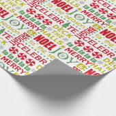 Kersttypografie, Dek de Halls, Noel, Joy, Cadeaupapier (Hoek)