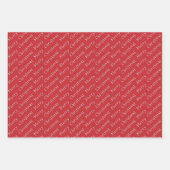 Kersttypografie Donkerrood en wit Inpakpapier Vel (Voorkant)