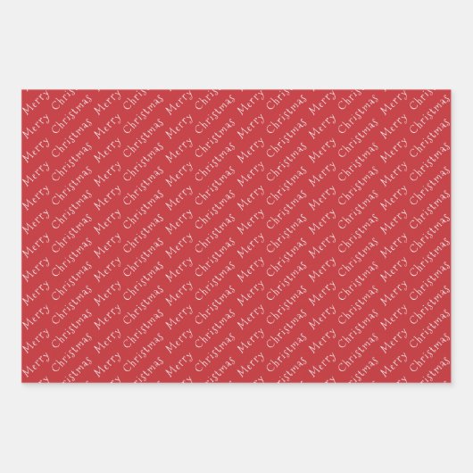 Kersttypografie Donkerrood en wit Inpakpapier Vel (Voorkant)
