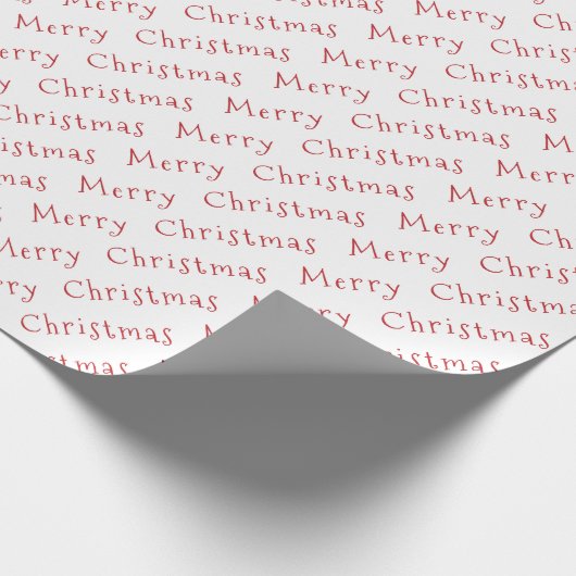 Kersttypografie Donkerrood op wit Cadeaupapier (Hoek)
