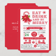 kersttypografie Eat Be Merry Party Invitation