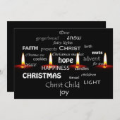 kersttypografie en kaarsen feestdagenkaart (Voorkant / Achterkant)
