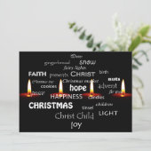 kersttypografie en kaarsen feestdagenkaart (Staand voorkant)