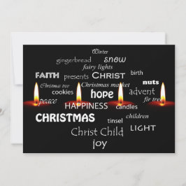 kersttypografie en kaarsen feestdagenkaart