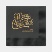 Kersttypografie Feest Folie Servetten (Voorkant)