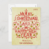  kersttypografie feestdagenkaart (Voorkant / Achterkant)