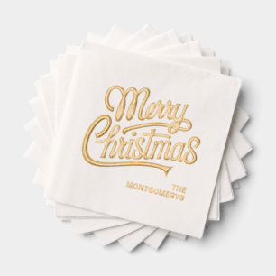 Kersttypografie Folie Gestempelde Servetten
