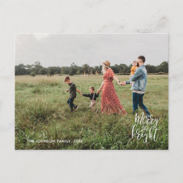 Kersttypografie foto ansichtkaart met vrolijk en h briefkaart