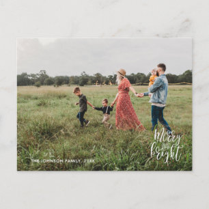 Kersttypografie foto ansichtkaart met vrolijk en h briefkaart