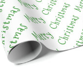 Kersttypografie Groen op wit omslagpapier Cadeaupapier (Rol Hoek)