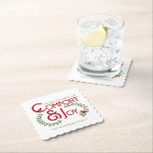 Kersttypografie Holly Berry gepersonaliseerd Kartonnen Onderzetters (Insitu)