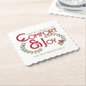 Kersttypografie Holly Berry gepersonaliseerd Kartonnen Onderzetters (Gebogen)