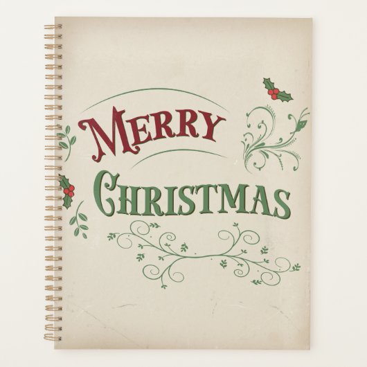 Kersttypografie in vintage stijl planner (Voorkant)