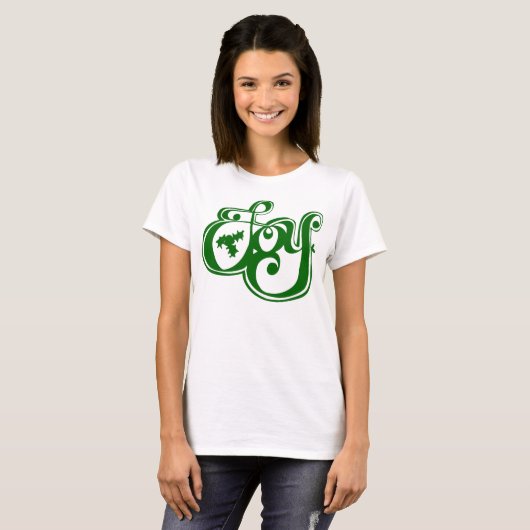 Kersttypografie Joy Holly T-shirt (Voorkant volledig)