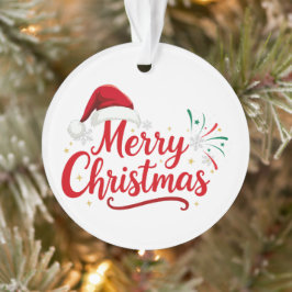 Kersttypografie met Santa-hoed en sneeuw Ornament