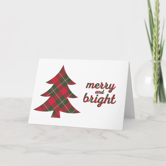 Kersttypografie met vrolijke en heldere tartan gro bedankkaart (Voorkant)