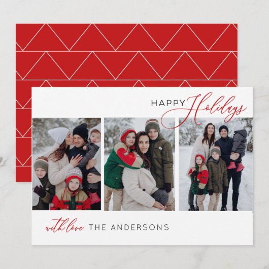 Kersttypografie Multi-foto Kerstkaart (Voorkant / Achterkant)