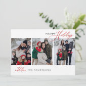 Kersttypografie Multi-foto Kerstkaart (Staand voorkant)