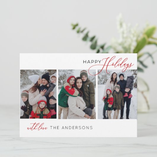 Kersttypografie Multi-foto Kerstkaart (Staand voorkant)