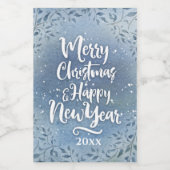 kersttypografie Pas het blauwe land aan Wijn Etiket (Enkel label)