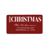 Kersttypografie Robijnrood en Wit Etiket (Voorkant)