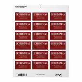 Kersttypografie Robijnrood en Wit Etiket (Full Sheet)