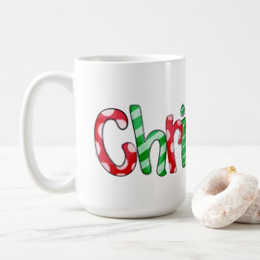 Kersttypografie Rode groene feestkoffie-Mok Koffiemok (Met donut)