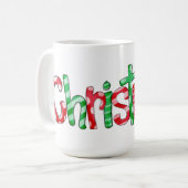 Kersttypografie Rode groene feestkoffie-Mok Koffiemok (Voorkant links)