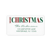 Kersttypografie Rood en Groen Etiket (Voorkant)